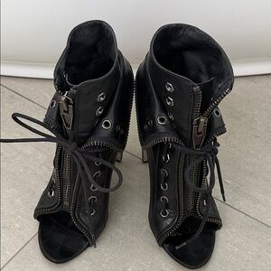 Alexander Wang Black Peep-Toe Heeled Boots